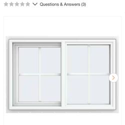 JELD-WEN (Brand Rating: 3.8/5) 35.5 in. x 23.5 in. V-4500 Series White Vinyl Left-Handed Sliding Window with Colonial Grids/Grilles