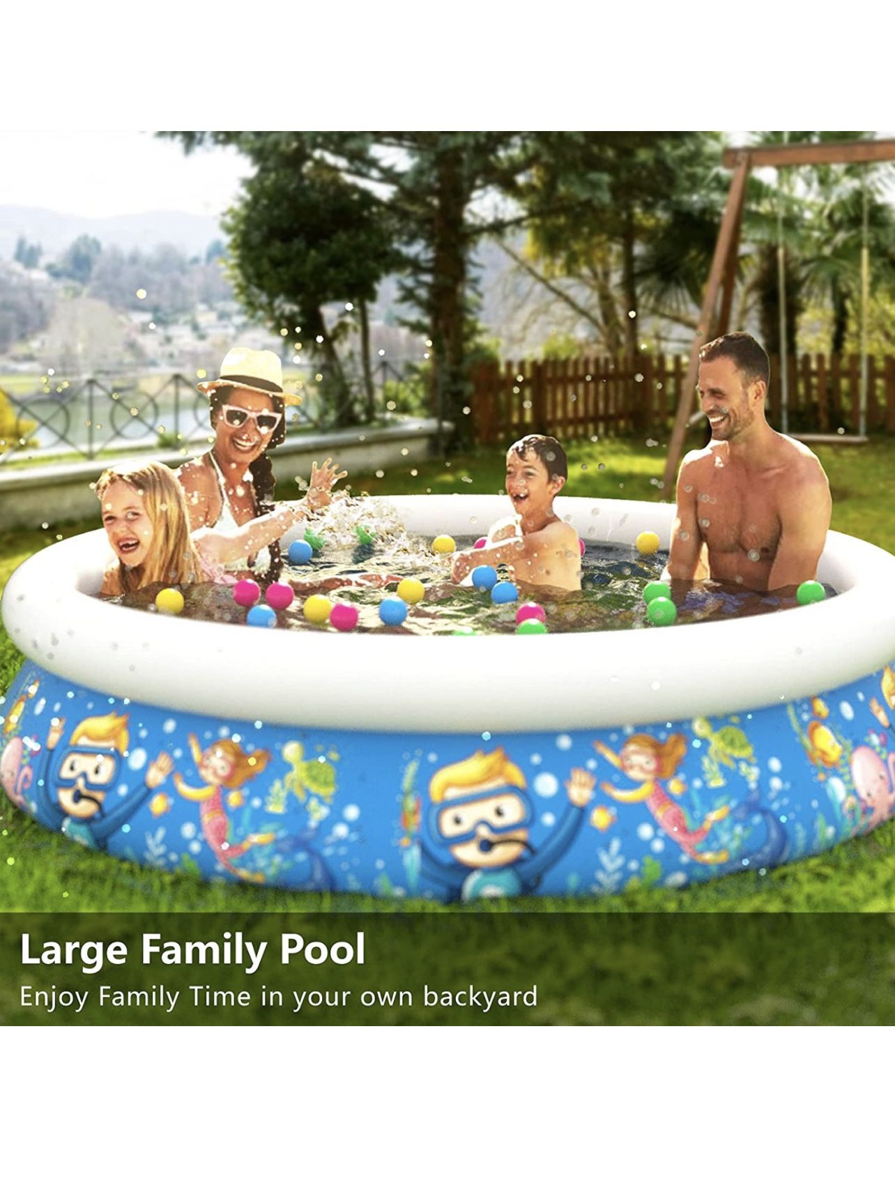 Inflatable Kids Kiddie Pool - Wading Pool for Toddler Durable Swimming Pool Family Above Ground Pool Summer Outside Round Pools for Children Adults