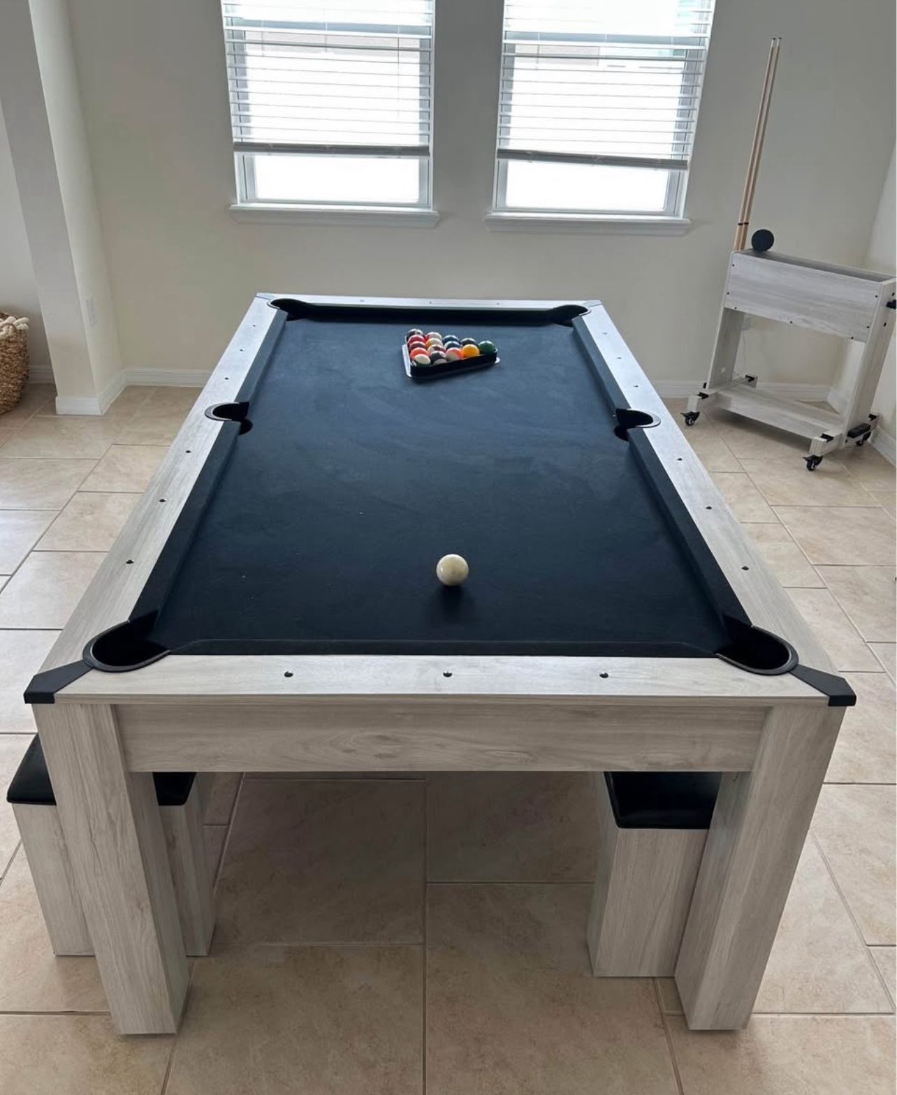 Billiards Pool Table & Dining Tables With Benches And All Accessories