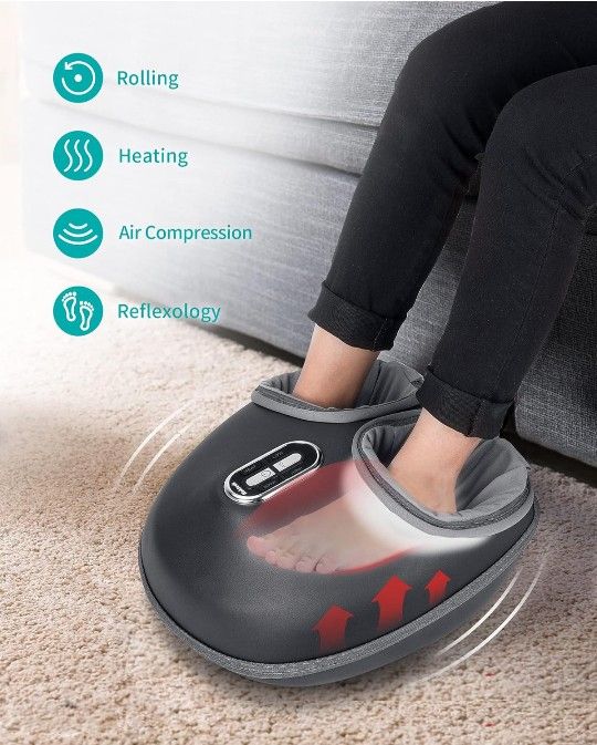 429 Nekteck Shiatsu Foot Massager Machine with Soothing Heat, Deep Kneading Therapy, Air Compression, Improve Blood Circulation and Foot Wellness,Rell
