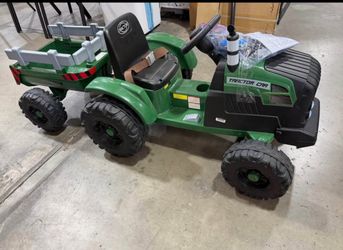 24V Ride On Tractor for Kids with Detachable Trailer Remote Control Dark Green