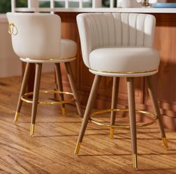 24" Swivel Bar Stools Set of 2, Counter Height BarStools, White Bar Chairs