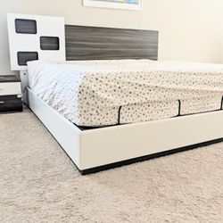 KING - Modern Bed & Nightstand – Integrated LED Lights