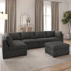 Thomasville Tisdale Modular Sectional 6-piece Dark Gray with Storage Ottoman $799.99