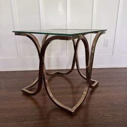 Gold Metal Glass Side Table Coffee Table 