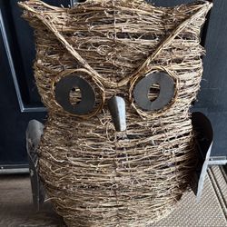 Large Light Up 24” High Grapevine Owl Outdoor Porch Decor Rustic Cute