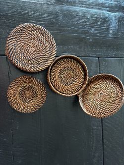 Coasters Wicker (Set of 8) with 2 storage wicker cases