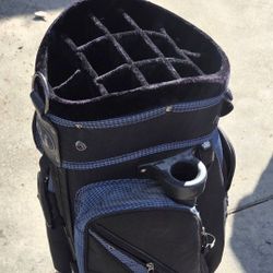 black and blue golf  bag. 