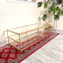 Elegant Brass & Glass 3-Tier Display Coffee Table