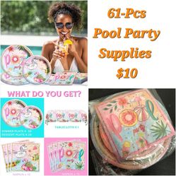 🌞61- pcs pool Party supplies set
🎉61 pz para fiesta de picsina