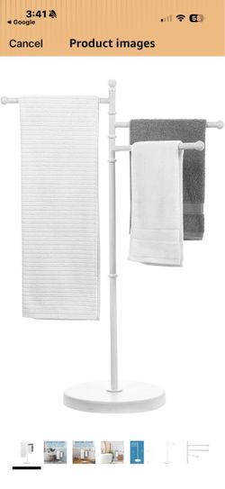 yGift 40 Inch Freestanding Towel Rack, 3 Swivel Bar Bathroom Drying Stand