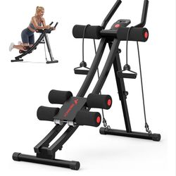 MERACH Dual Track Ab Machine, Adjustable Ab Trainer Machine, Ab Workout Equipment for Home Gym, Ergonomic Arc Track for Better Abs, Foldable Workout M