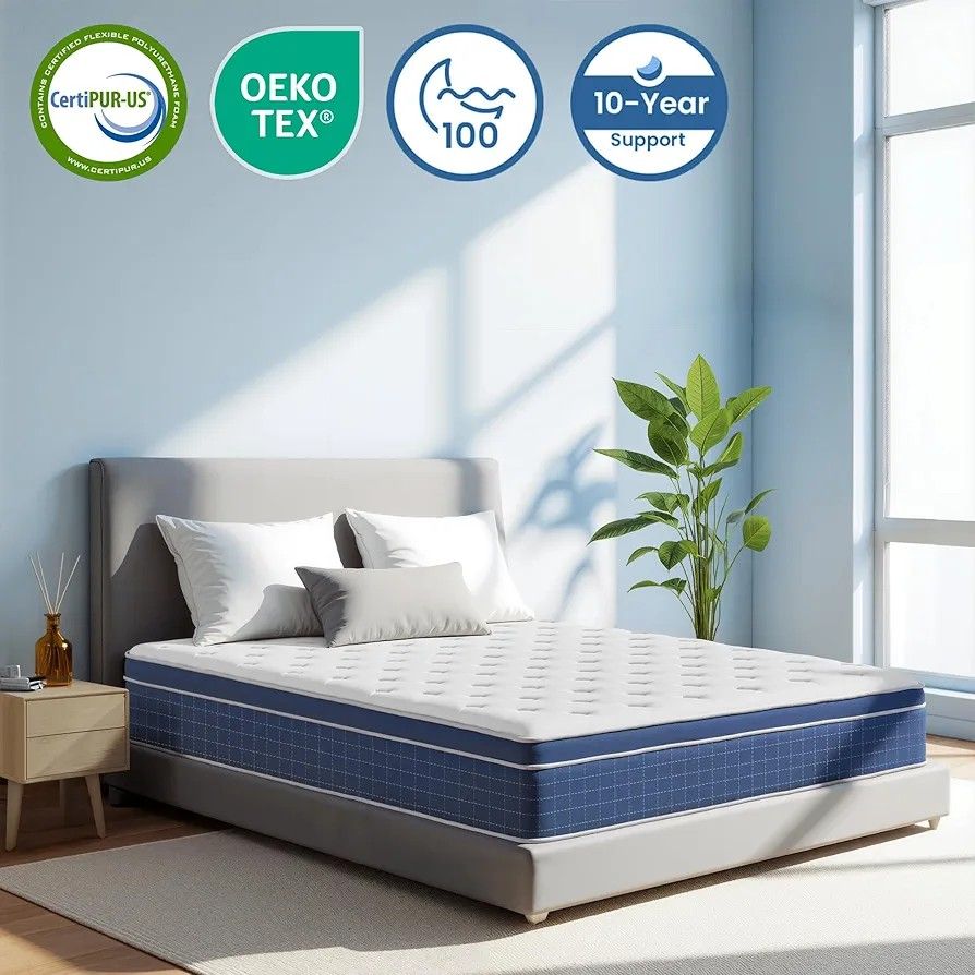 Queen/King /Full/ Small Mattress,10 Inch Memory Foam Hybrid...