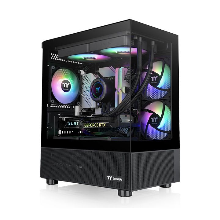 Thermaltake View 170 TG ARGB Black Micro-ATX PC Desktop Computer Case; 3xARGB Fans Included; Up to 280mm Radiator; Dual Tempered Glass Panel