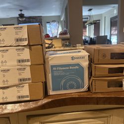 8 brand new 1.75mm 3D printer filament rolls. Mostly Overture + MIKA3D bundle.