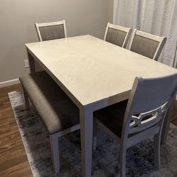 6 Piece Dining Table and Chairs and Bench Kitchen Furniture *New*