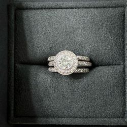 Moissanite Diamond Engagement & Wedding Band Set Size 6 