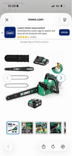 KIMO 20V Max 12-in Brushless Cordless Chainsaw Kit 54.5 Ft-s Powerful Cutting Includes  4.0Ah Lithium-Ion Batteries and Fast Charger