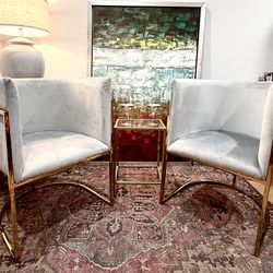 Velvet Barrel Chairs (Pair) – Gold Frame