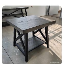 Rustic X-Base End Table with Shelf(New)