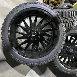 24x12 TIS 547B OFF-ROAD WHEELS 8x165 + TIRES (4) NEW-WE FINANCE NO CREDIT OK