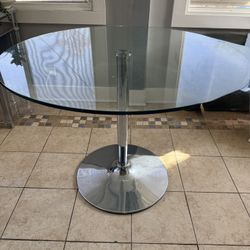 Flash Furniture Hills 39.25" Round Glass Table with a chrome base