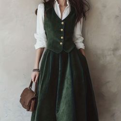 Women’s Fashion Vest and Half Skirt Set Autumn Winter Stylish Casual Wear, XXL