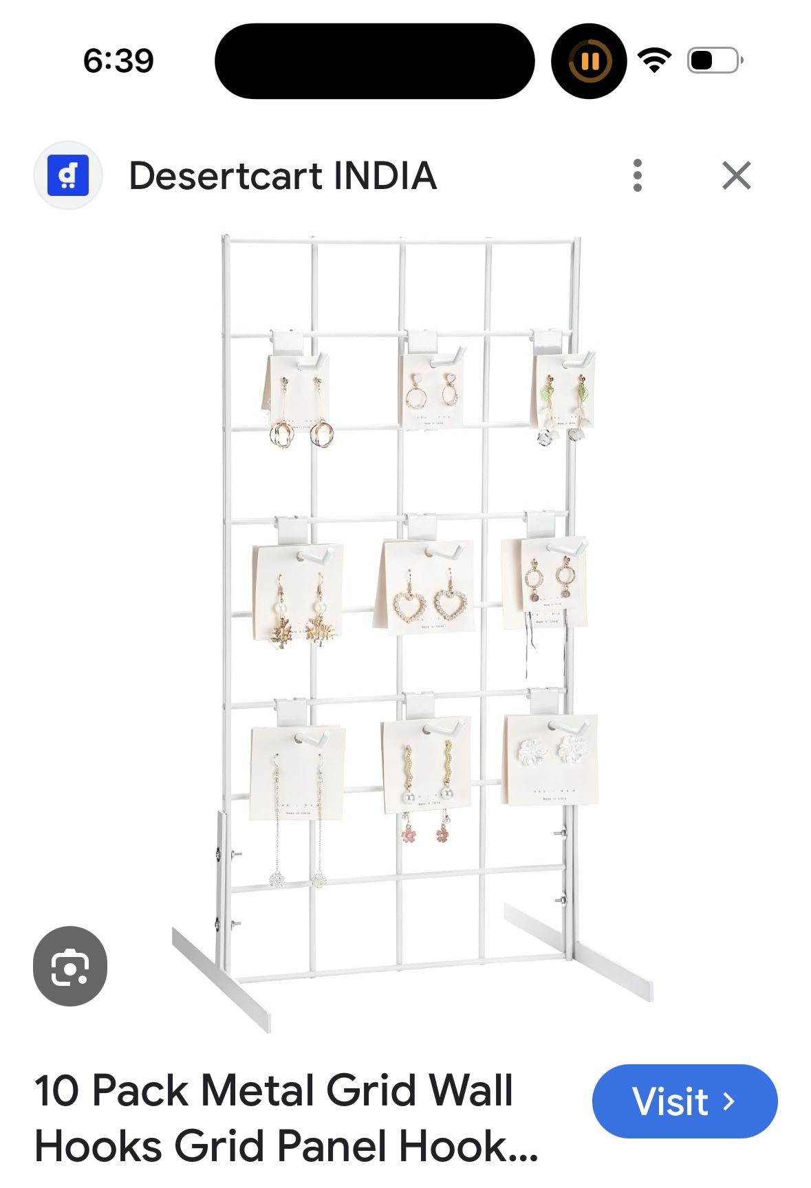 10 pack Metal Wall Grid Panel Hooks