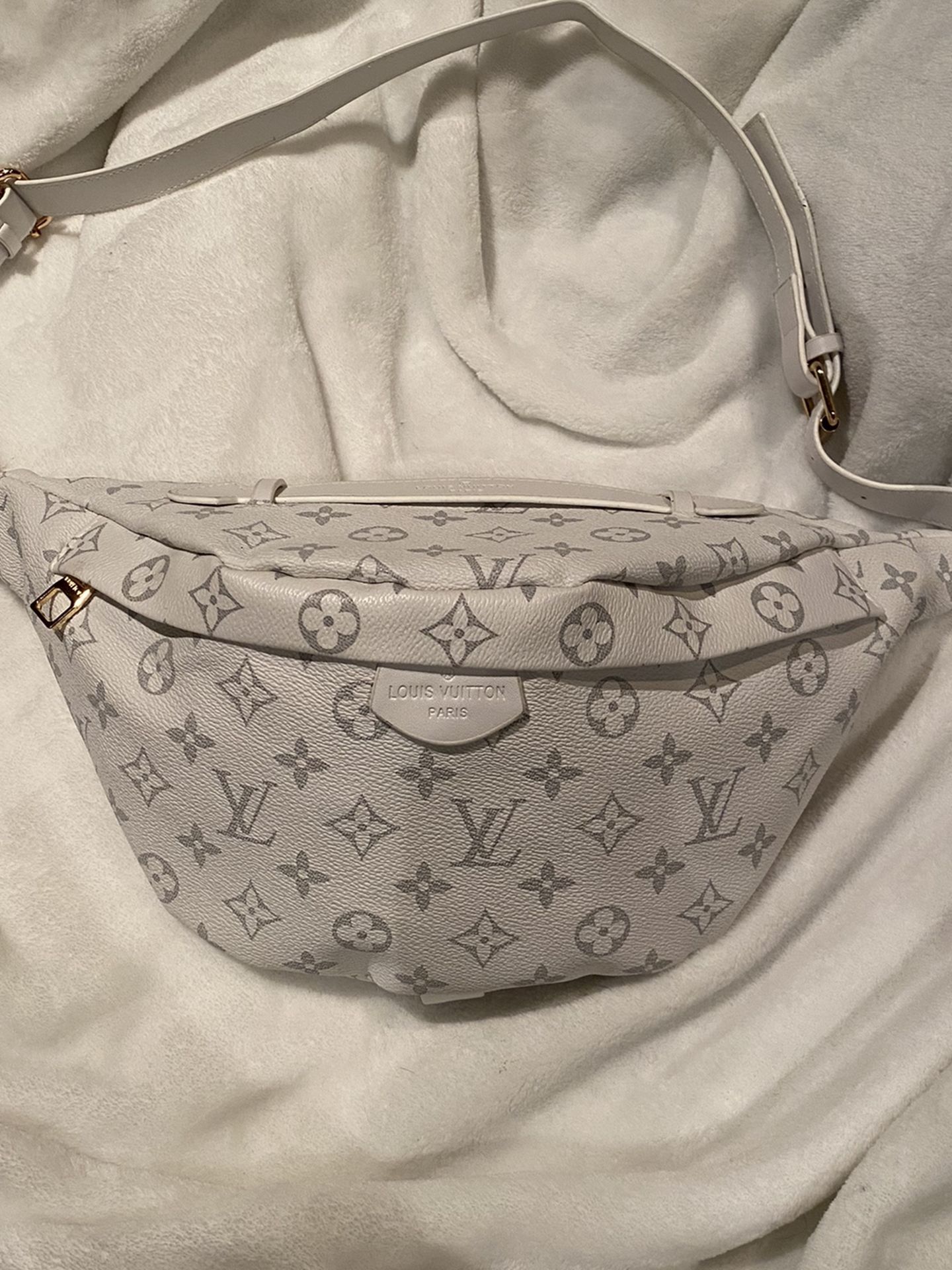 White with silver MONOGRAM BUMBAG fanny pack