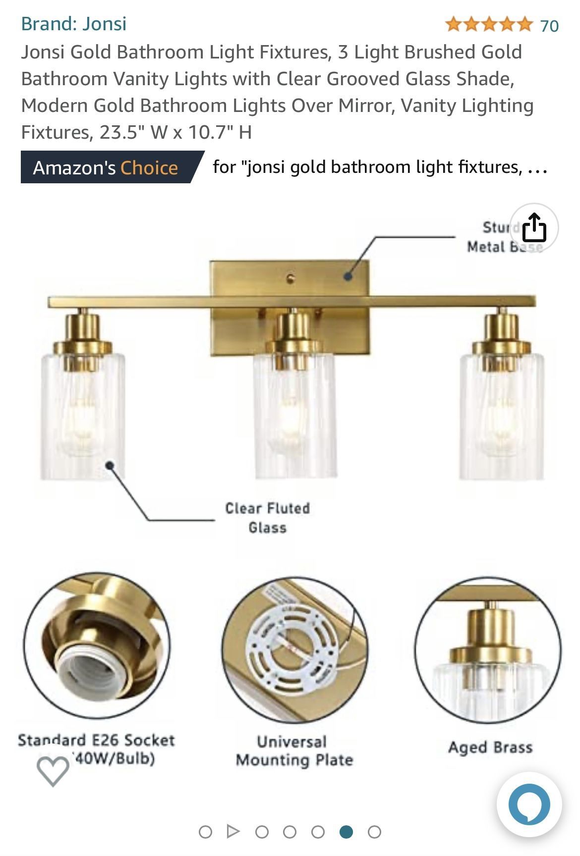 Gold Vanity/bathroom Light