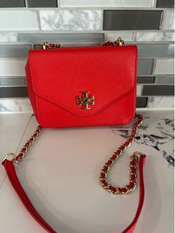 Tory Burch crossbody hang bag red with gold