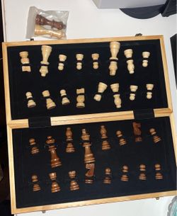 Wooden Chess Set with Folding Case