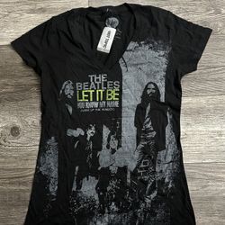 Women’s The Beatles V Neck Shirt Large Let It Be