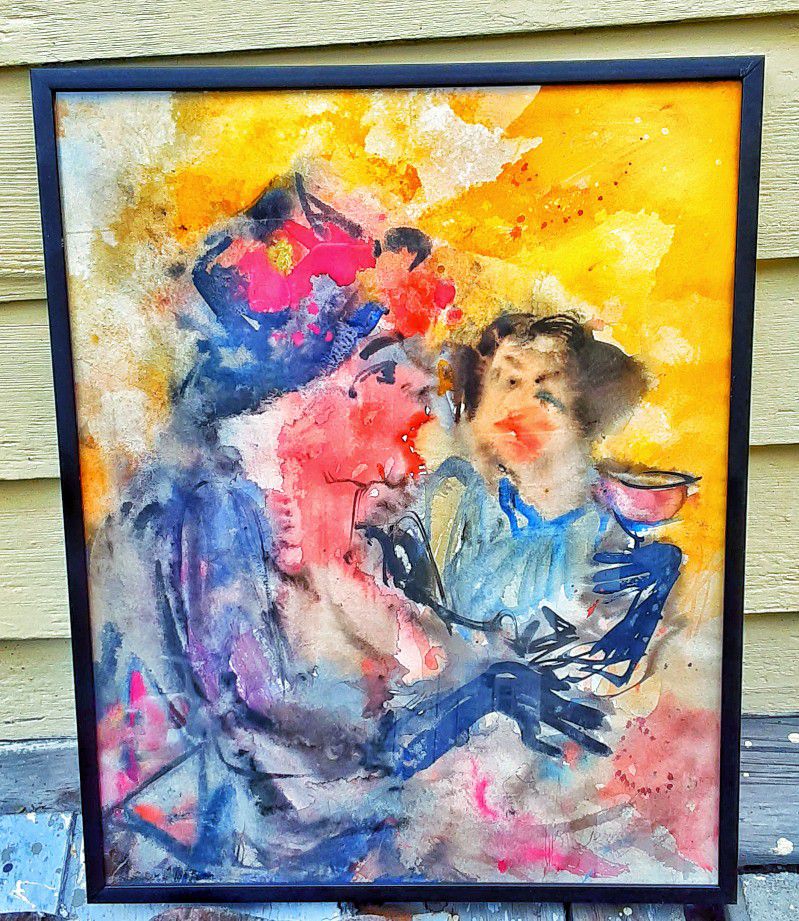 Signed Freaky McM Abstract Water Color 18.5" X 15" AWESOME artwork 