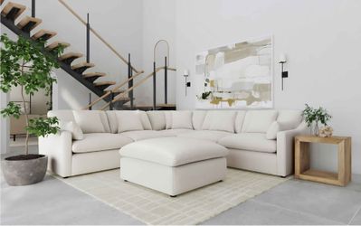 Luxury Modular Sectional Sofa Ivory 6-piece Upholstered