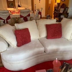 White 2 Sofas, 1 Chair, Red Pillows Not Included 