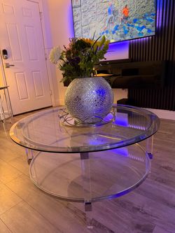 Round Glass and Acrylic Coffee Table