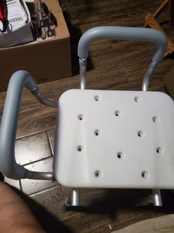 Brand new shower chair put together  right out of the box   didn't  need it after all its brand new  never been used sit rotates its for up300 pounds
