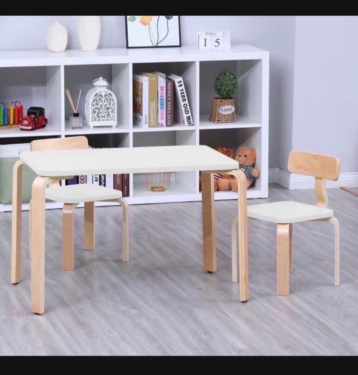 Kids Wood Square Table and 2 Chairs Set Price Is Firm!!!
