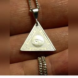 999 Silver Handmade Pyramid Illuminati Pendant (1.2" long) Unisex Jewelry AAA