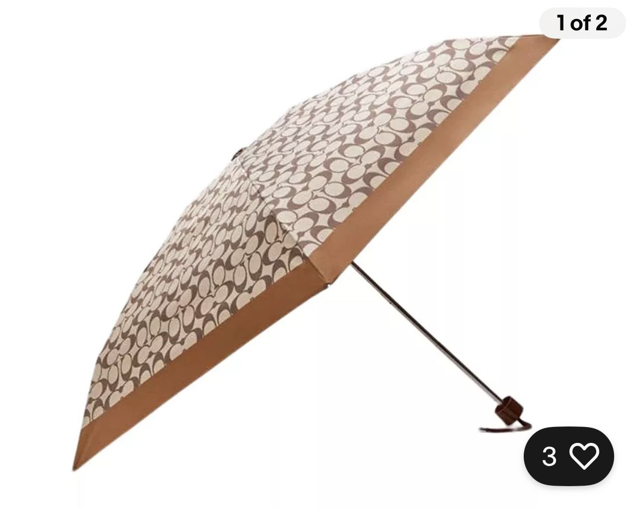 Coach UV Signature Mini Umbrella, Khaki/Saddle