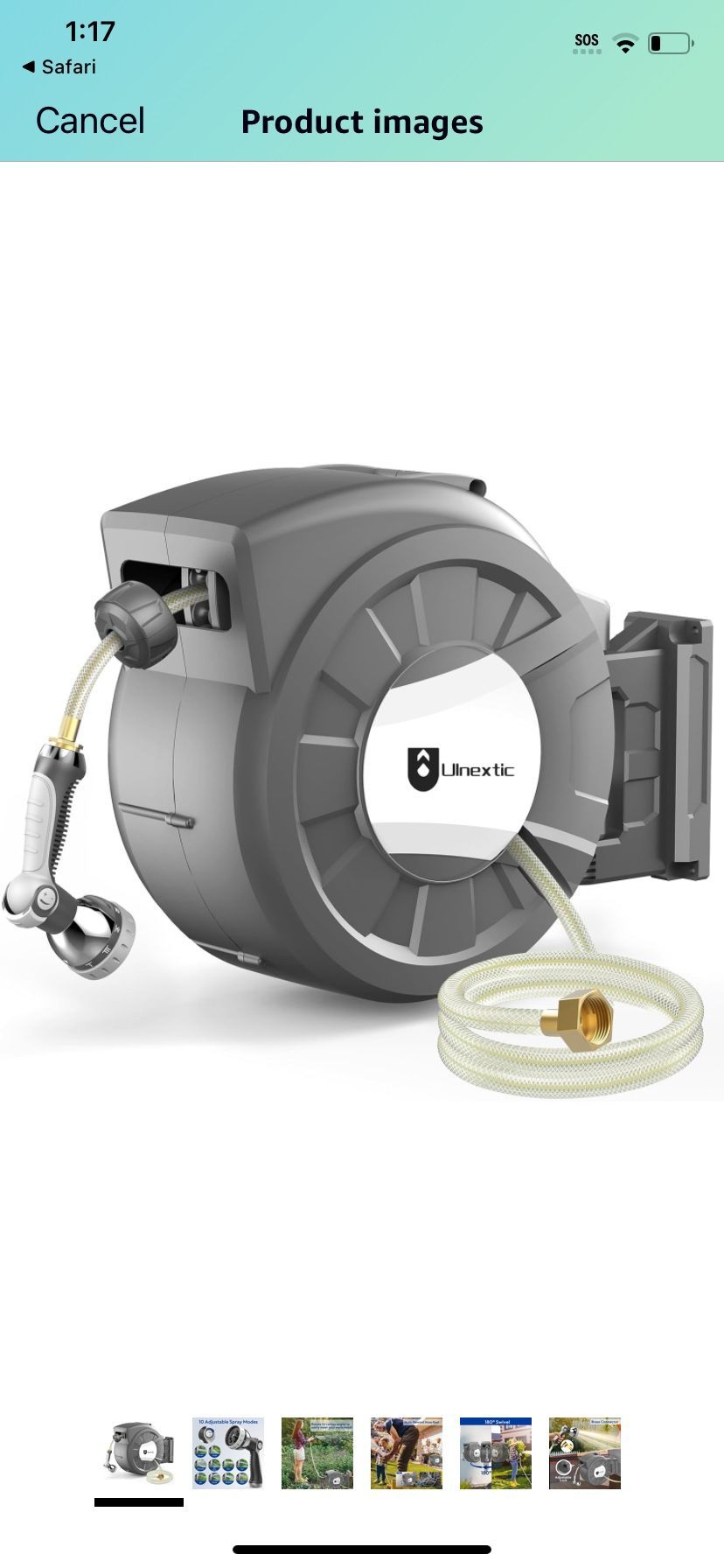 Ulnextic Wall Mount Retractable Garden Hose 100ft W/ Spray Nozzle 180 Degrees Swivel Base