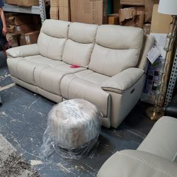 Leather Sofa With Powet Recliners 950.00