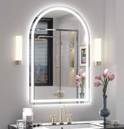 24x36 Inch Arched LED Mirror For Bathroom, Dimmable Lighted Vanity Mirror For Wall, Backlit And Frontlit, Anti-Fog, 3 Colors, Memory, ETL Listed