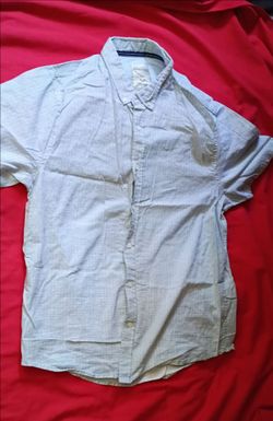 heritage Men's Blue Solid Short Sleeve Collared Button-Down Button-Up Shirt