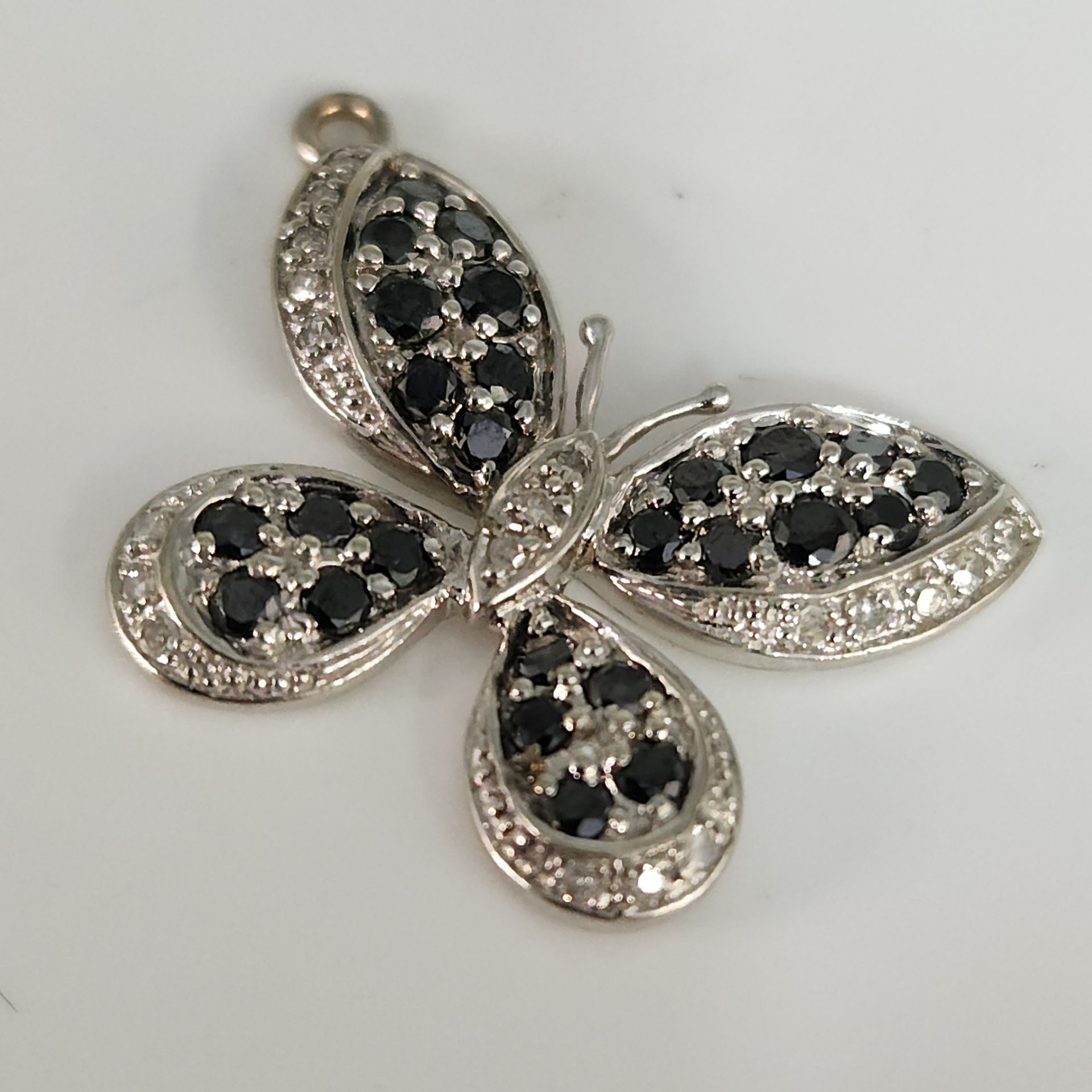 Beautiful 10k White Gold Sapphire And Diamond Pendant