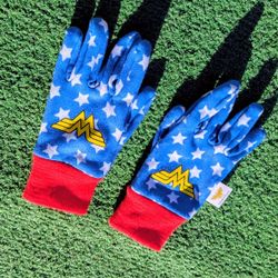 Wonder Woman Jersey Midwest Glove Co~Toddler Sz 3+ Kids Utility Gloves Pair GUC