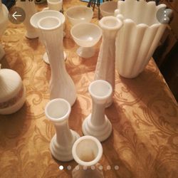 5 Bud Vases Milk Glass