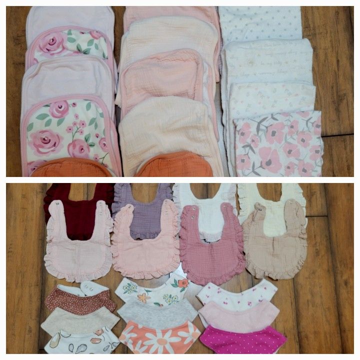 Baby Girl Bibs and Burp Cloths 