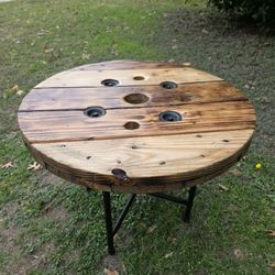 RUSTIC END TABLE SIDE TABLE SPOOL